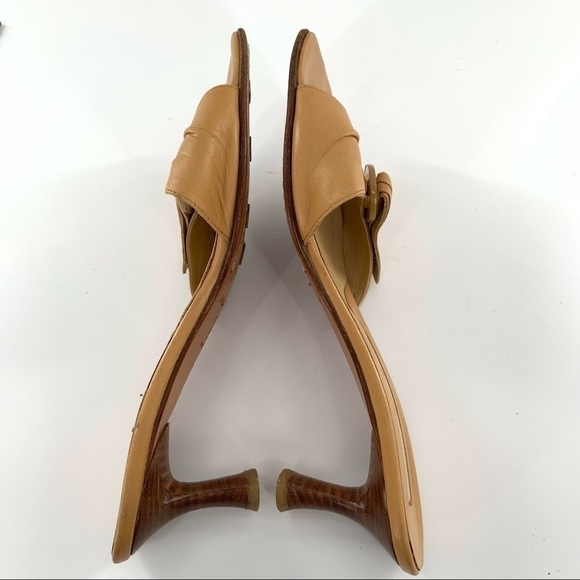 Via Spiga womens heels size 8 tan leather vintage Y2k made minimalist slides - Picture 6 of 14
